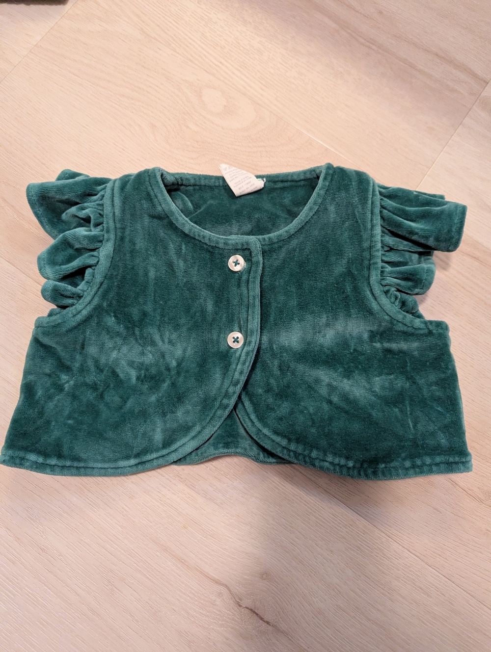 Kate Quinn Flutter Sleeve Vest - Mountain Pine Velour - size 2T